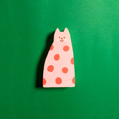 Wooden Spotted Cat/Dog Sculpture
