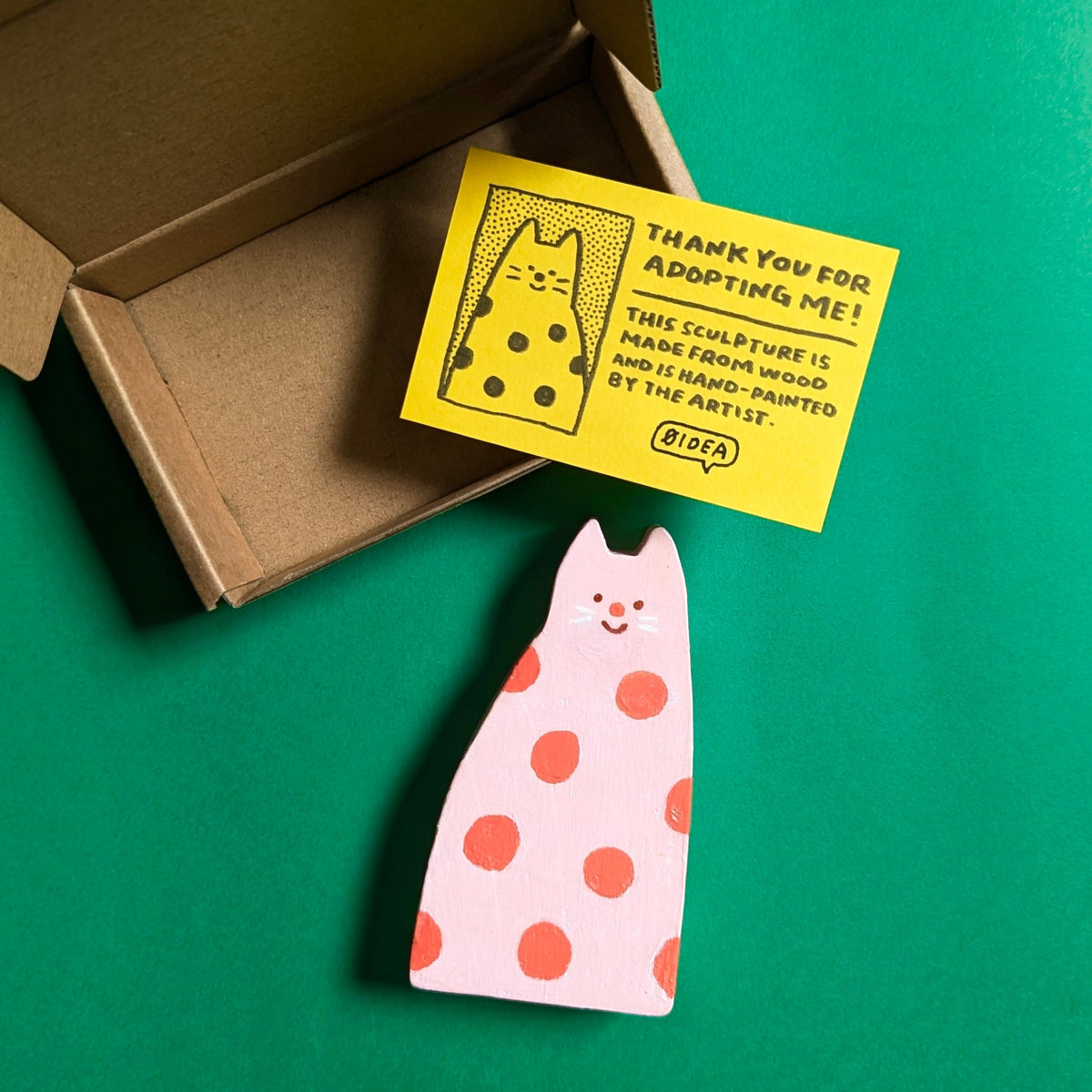 Wooden Spotted Cat/Dog Sculpture