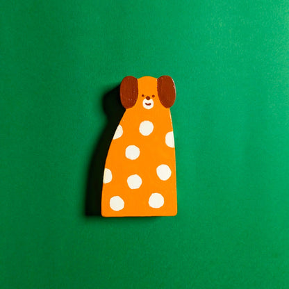 Wooden Spotted Cat/Dog Sculpture